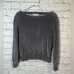 Michael Stars Gray Velvet Long Sleeve Top, small
